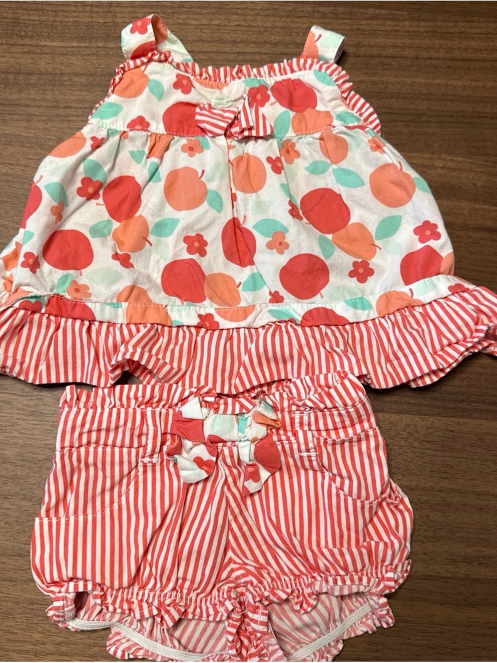 Gymboree Peach & Coral Striped Top and Shorts Set